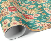 グリーン金ゴールドフローラペルシャのトルコスタイルデコページ ラッピングペーパー (ロールコーナー)