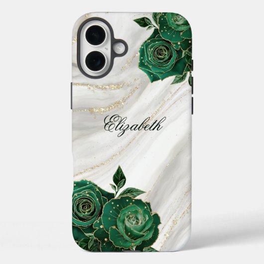グリーン金ゴールドフローラホワイトマーブル Case-Mate iPhoneケース (裏面)