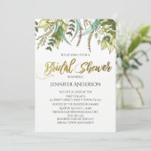 グリーン金ゴールドフローラリーフブライダルシャワー 招待状 (スタンド正面)