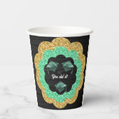 グリーン金ゴールドフローラ卒業パーティー 紙コップ (裏面)