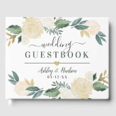 グリーン金ゴールドフローラ結婚グリーンズモノグラム ゲストブック (正面)