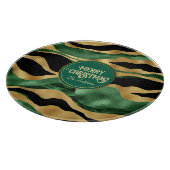 グリーン金ゴールドブラックグリッター波 カッティングボード (角)