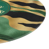 グリーン金ゴールドブラックグリッター波 カッティングボード (角)