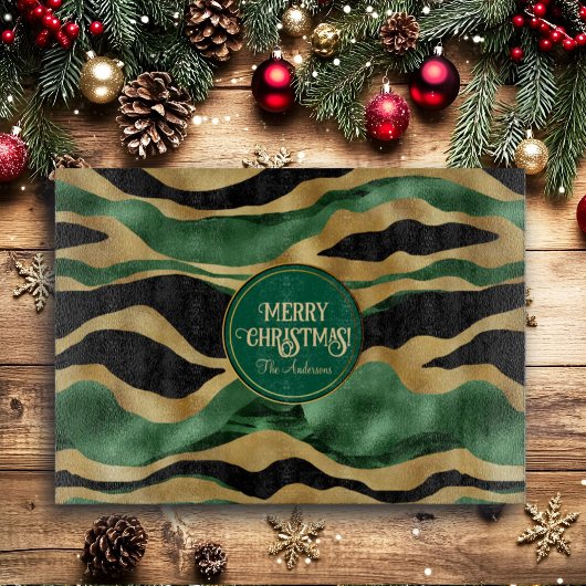 グリーン金ゴールドブラックグリッター波 カッティングボード