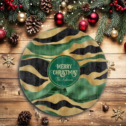 グリーン金ゴールドブラックグリッター波 カッティングボード