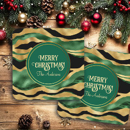 グリーン金ゴールドブラックグリッター波 コースター