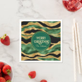 グリーン金ゴールドブラックグリッター波 スタンダードカクテルナプキン (インサイチュ)