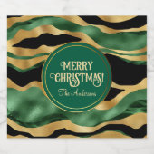 グリーン金ゴールドブラックグリッター波 スパークリングワインラベル (シングルラベル)