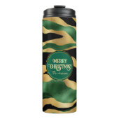 グリーン金ゴールドブラックグリッター波 タンブラー (正面)