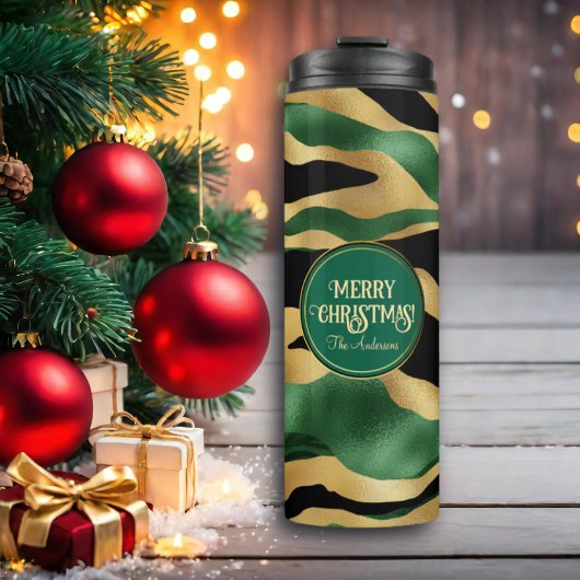 グリーン金ゴールドブラックグリッター波 タンブラー