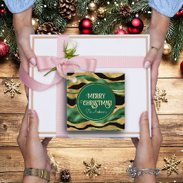 グリーン金ゴールドブラックグリッター波 フェイバータグ