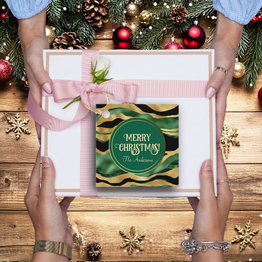 グリーン金ゴールドブラックグリッター波 フェイバータグ