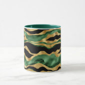 グリーン金ゴールドブラックグリッター波 マグカップ (中央)