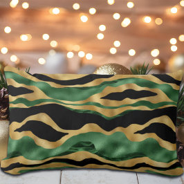 グリーン金ゴールドブラックグリッター波 ランバークッション