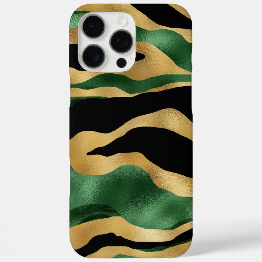 グリーン金ゴールドブラックグリッター波 Case-Mate iPhoneケース (裏面)