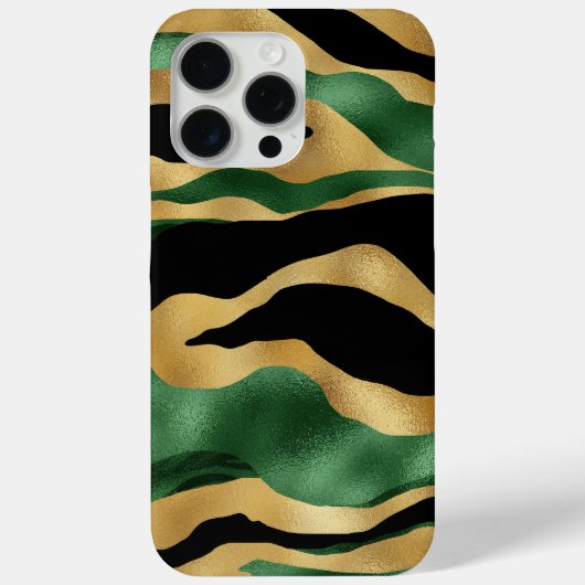 グリーン金ゴールドブラックグリッター波 Case-Mate iPhoneケース (裏面)