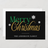 グリーン金ゴールドブラックメリークリスマス シーズンカード (正面/裏面)