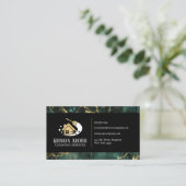 グリーン金ゴールドブラック大理石クリーニングハウスメイド 名刺 (スタンド正面)