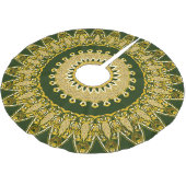 グリーン金ゴールドホリデークリスマス ブラッシュドポリエステルツリースカート (アングル)