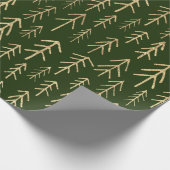 グリーン金ゴールドホリデーツリーパターン ラッピングペーパー (角)