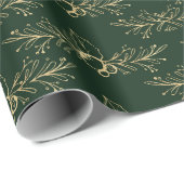 グリーン金ゴールドホリデーパターエレガントンクラシッククリスマス ラッピングペーパー (ロールコーナー)
