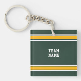 グリーン金ゴールドホワイトスポーツジャージーチーム名番号 キーホルダー