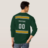 グリーン金ゴールドホワイトスポーツジャージーチーム長袖 Tシャツ (裏面フル)