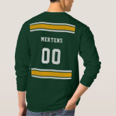 グリーン金ゴールドホワイトスポーツジャージーチーム長袖 Tシャツ (裏面)