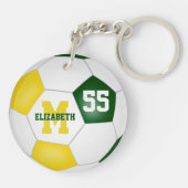 グリーン金ゴールドホワイトチームカラーサッカーバッグラベル キーホルダー (裏面)