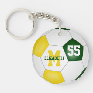 グリーン金ゴールドホワイトチームカラーサッカーバッグラベル キーホルダー
