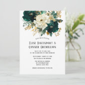 グリーン金ゴールドホワイトボタニカルフローラ結婚ズ 招待状 (スタンド正面)