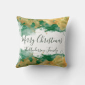 グリーン金ゴールドホワイトモノグラムメリークリスマス クッション (裏面)