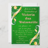 グリーン金ゴールドホワイト卒業2025 招待状 (裏面)