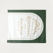 グリーン金ゴールドボーエレガントキンセアニェラ写真背景 タペストリー (正面(横))