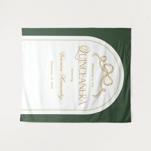 グリーン金ゴールドボーエレガントキンセアニェラ写真背景 タペストリー (正面(横))