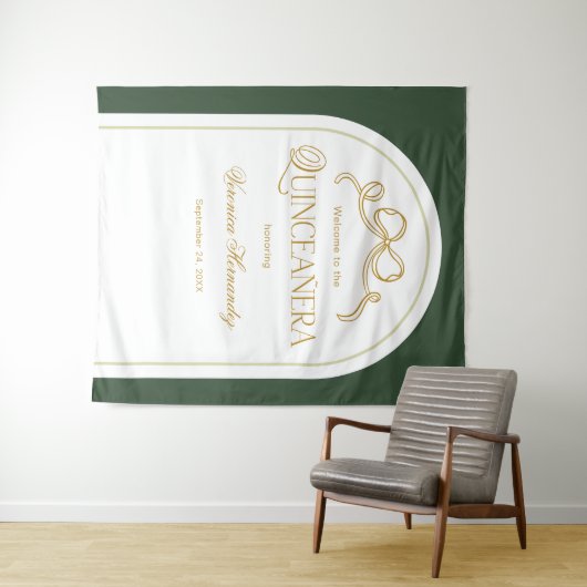 グリーン金ゴールドボーエレガントキンセアニェラ写真背景 タペストリー (インサイチュ(横))