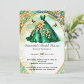 グリーン金ゴールドボールガウンフローラ蝶の花嫁になる 招待状 (スタンド正面)