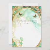 グリーン金ゴールドボールガウンフローラ蝶の花嫁になる 招待状 (裏面)