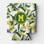 グリーン金ゴールドボールパターンwプレーヤーモノグラム 缶クーラー (正面)