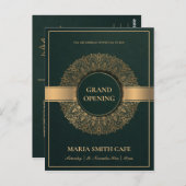 グリーン金ゴールドマ華美ンダラグランドオープン招待状 ポストカード (正面/裏面)