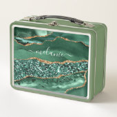 グリーン金ゴールドメタルランチボックス名前をカスタムする メタルランチボックス (正面)