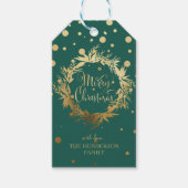 グリーン金ゴールドメリークリスマスユーカリリース ギフトタグ (正面)