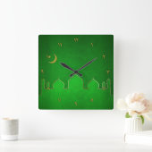 グリーン金ゴールドモスクムーンスター スクエア壁時計 (ホーム)