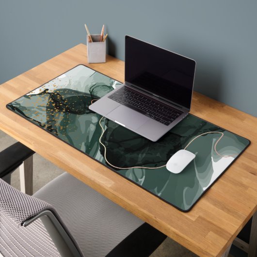 グリーン金ゴールドモダン大理石 デスクマット (オフィス2)