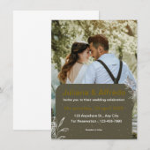 グリーン金ゴールドモダン結婚式招待状 招待状 (正面/裏面)