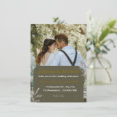 グリーン金ゴールドモダン結婚式招待状 招待状 (スタンド正面)