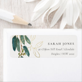 グリーン金ゴールドユーカリプタスブランチ我々はアドレスを移動した ラベル