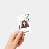 グリーン金ゴールドユーカリ従業員写真バーコード バッジ (Handheld)