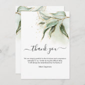 グリーン金ゴールドユーカリ死別サンキュー 招待状 (正面/裏面)