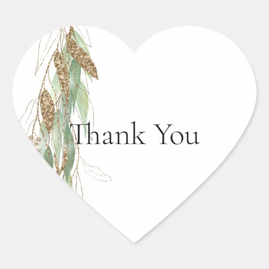 グリーン金ゴールドユーカリ結婚グリジー ハートシール (正面)